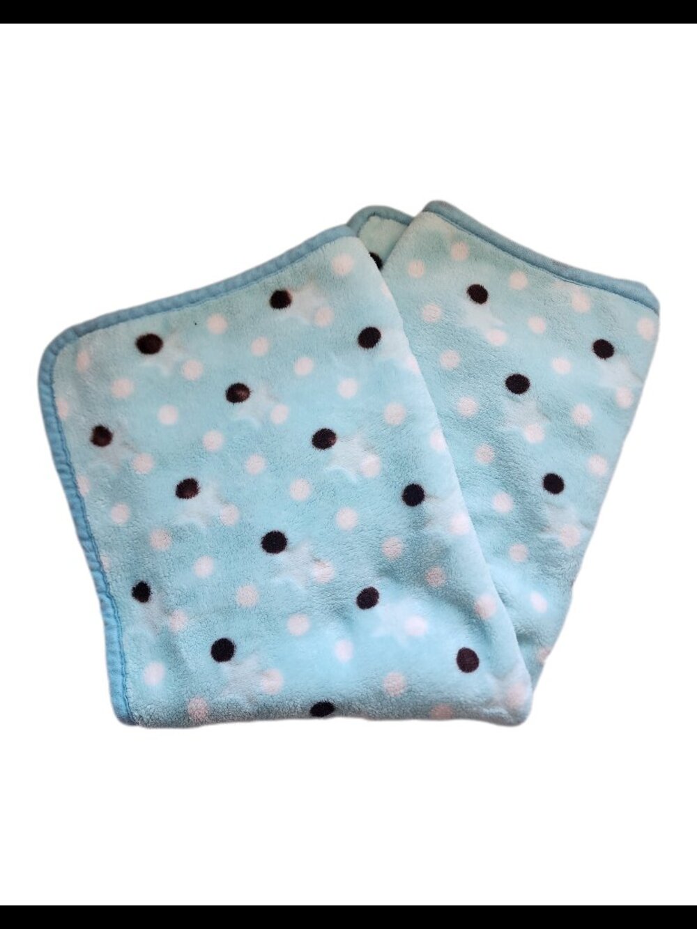 Turquoise & Brown Polka Dot Baby Blanket | Soft Fleece Infant Security Blanket